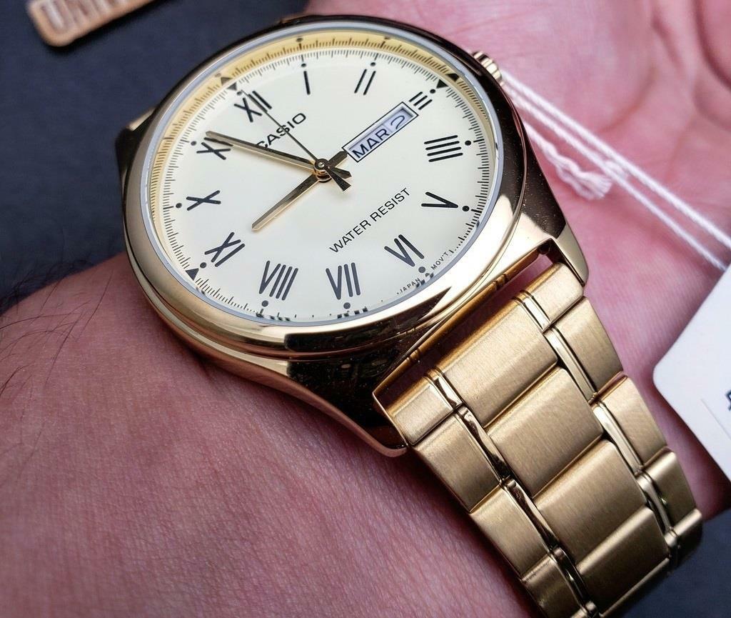 Casio MTP-V006G-9B Analog Men's Champagne Dial Stainless Steel Day