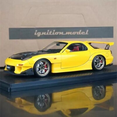 RARE* JDM 1/18 ignition model MAZDA RX-7 FD3S Yellow Carbon Bonnet
