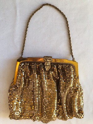 Vintage Whiting & Davis Gold Mesh Bag W/Ornate Rhinestone Clasp | eBay