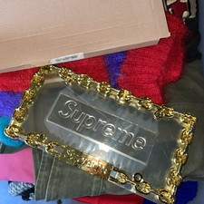 Supreme Chain License Plate Gold Frame Fw18 for sale online | eBay