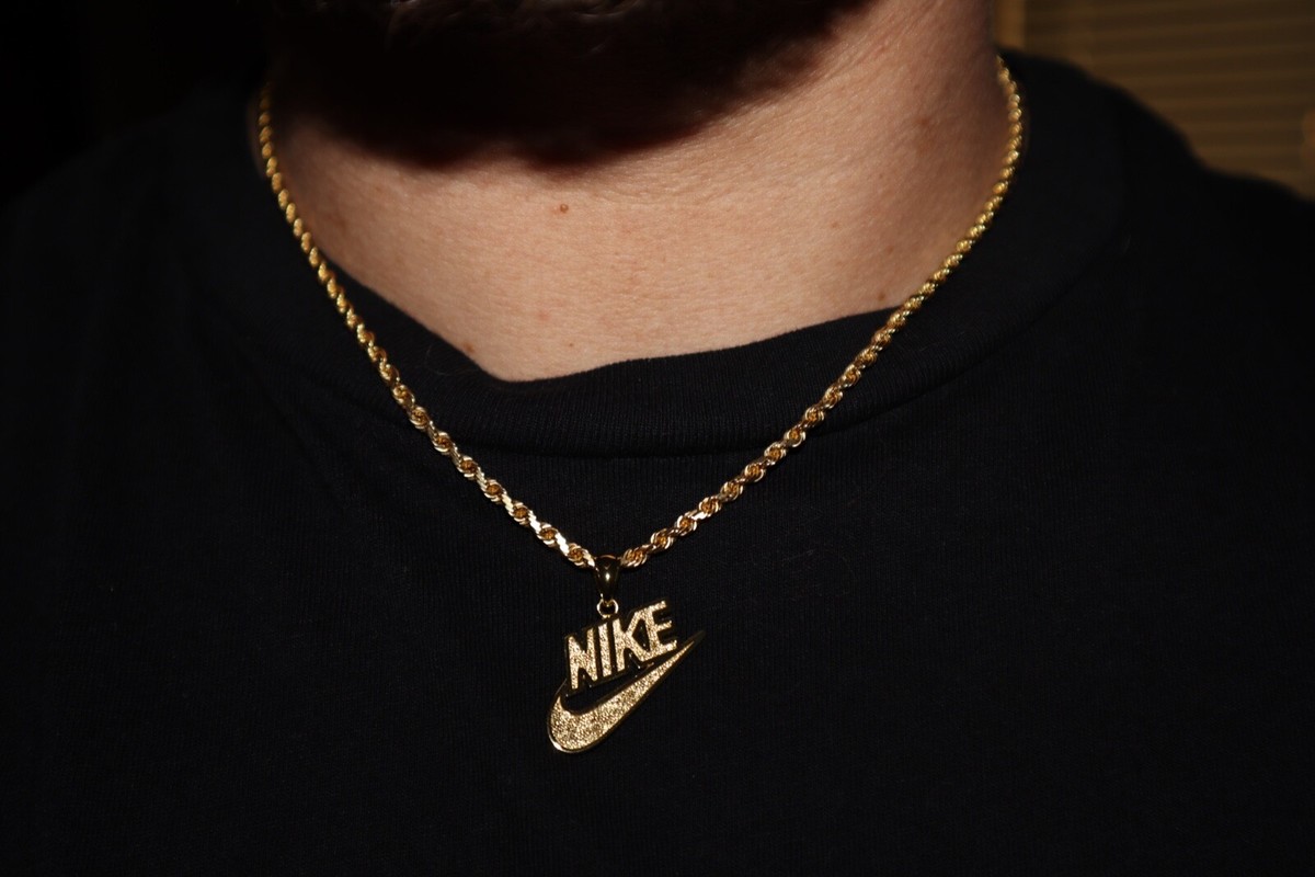 Gold Nike Swoosh Pendant Retro 925 Sterling Silver 14k | eBay