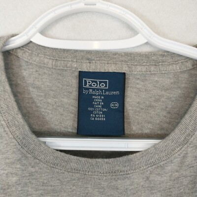 Vintage 90s Polo Ralph Lauren Mens T Shirt Golf Polo Bear Gray M