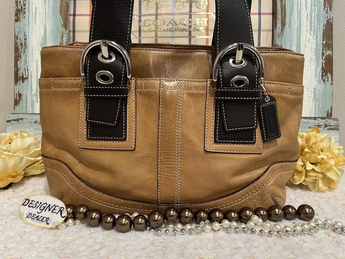 Authentic Coach Soho Tan & Brown Leather Shoulder Bag Tote 10911