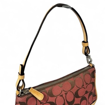 Coach 6094 Red Signature Canvas Leather Shoulder Hand Demi Mini