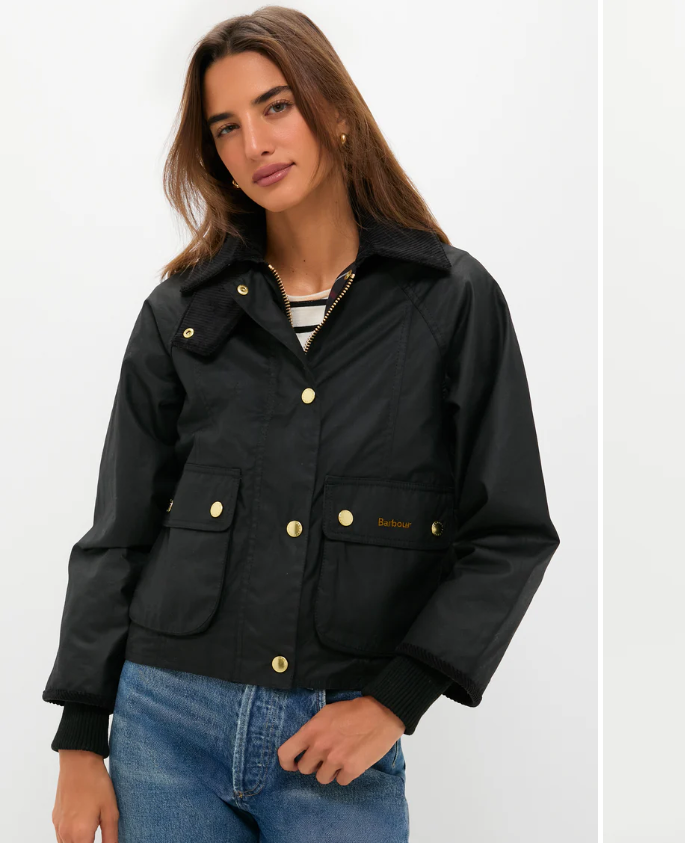 SAGE ~ Barbour Cropped Beadnell Ladies Wax Jacket MSRP$488 British