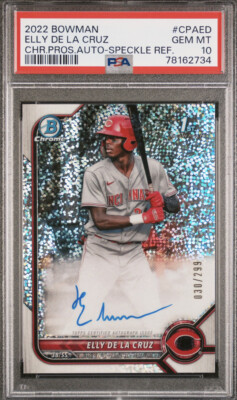 ELLY DE LA CRUZ PSA 10 2022 BOWMAN CHROME SPECKLE REFRACTOR AUTO