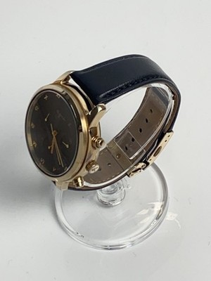agnes b. Solar Analog Quartz Leather Watch Gold Black | eBay
