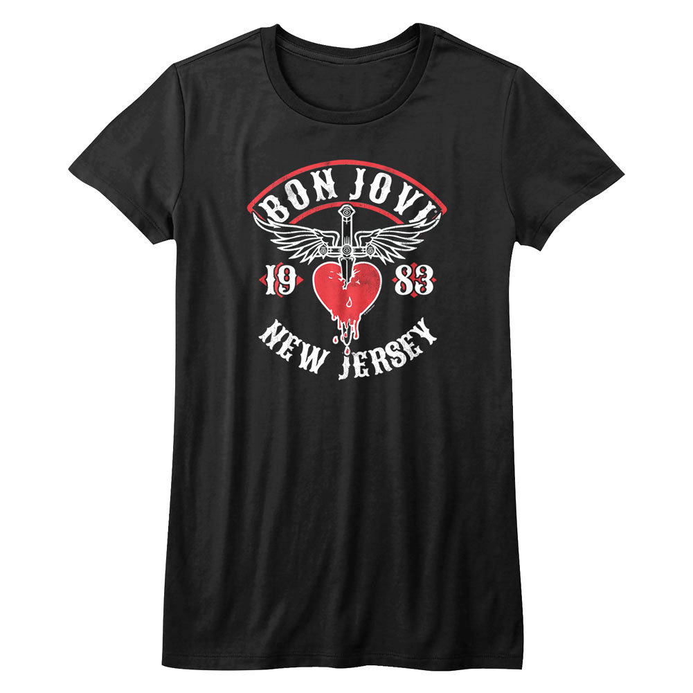 Bon Jovi New Jersey 1983 Tour Women's T Shirt Rock Band Album