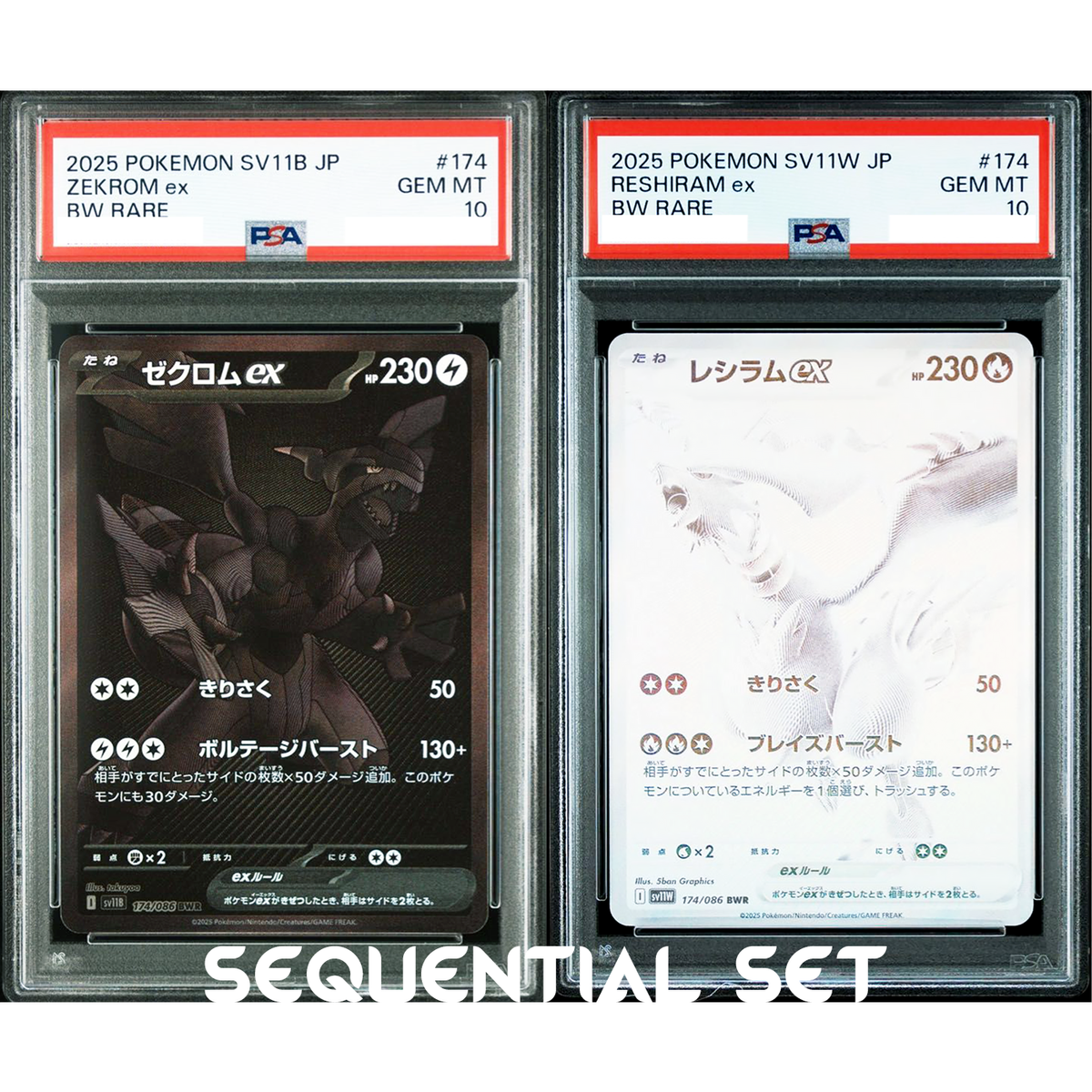 PSA 10 Zekrom Reshiram ex 174/086 BWR Black Bolt SEQ Pokemon Card