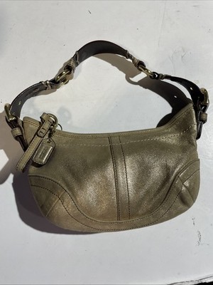 COACH Soho Y2K Shoulder Bag Gold Suede Leather Hobo Bag 3685