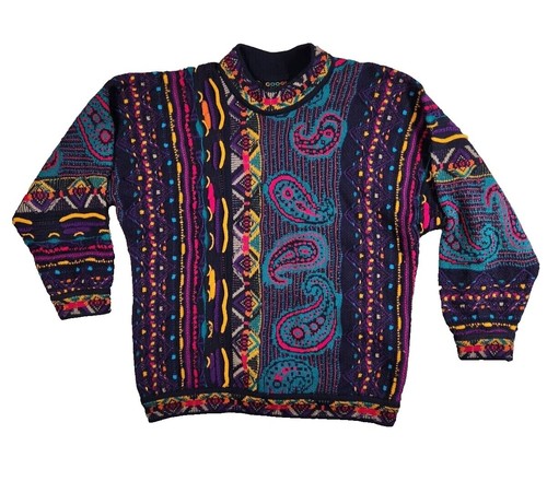 Coogi 80s 3D Knit Sweater M Multicolor Made in Australia Hip Hop