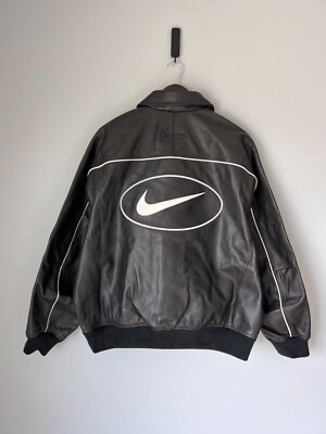 Supreme x Nike Leather Varsity Jacket - Size Large - Black - NEW