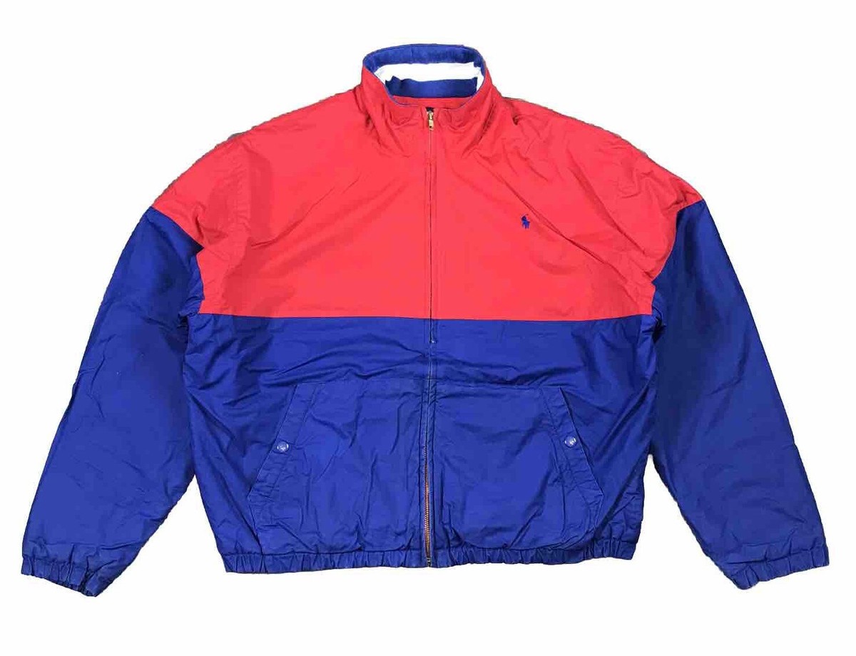 Vintage Polo Jacket Ralph Lauren Mens Medium Colorblock Blue Red