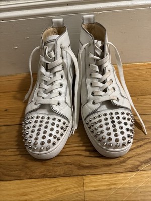 CHRISTIAN LOUBOUTIN LOU ZIPPER SPIKES FLAT CALF SNEAKERS SIZE 40.5