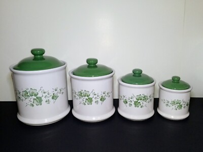 JAY IMPORT CALLAWAY CORNING COORDINATES CORELLE GREEN IVY CANISTER