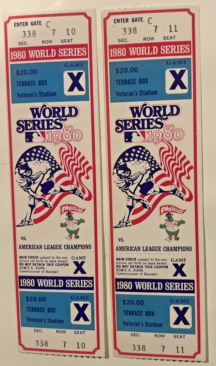 Philadelphia Phillies Baseball 1980 Vintage Sports Ticket Stubs