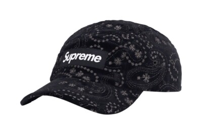 Supreme Velvet Paisley Camp Cap Black FW23 BRAND NEW In Hand | eBay
