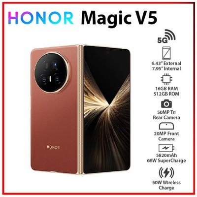 New) HONOR Magic V5 5G 16GB+512GB BROWN Dual SIM Unlocked Android