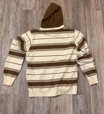 Supreme F/W16 Striped Hooded Crewneck Classic Logo Brown /Cream | eBay