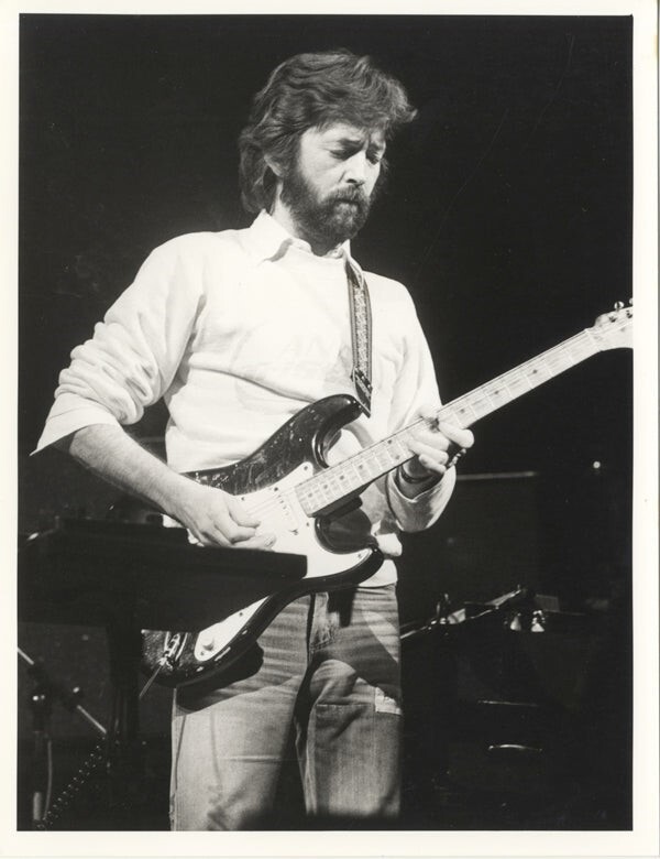 Eric Clapton playing guitar 1979 Concert Tour Stamped Original 7x9