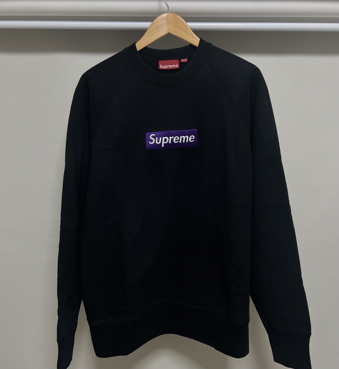 supreme box logo Crewneck Purple on black | eBay