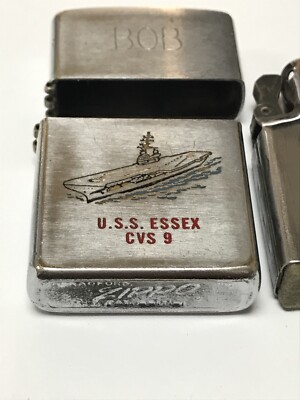 ZIPPO 1950-57 POCKET LIGHTER PAT 2517191 U.S.S. ESSEX CVS 9