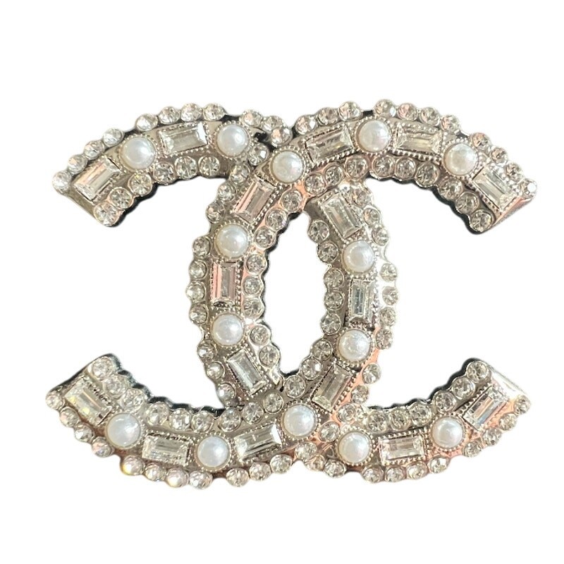 Chanel Vintage Silver Pearl Multi Crystal Brooch Autumn 1995