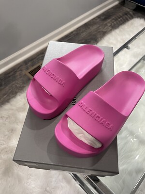 Balenciaga Women's US 5/EU 35 Chunky Rubber Platform Logo Slide