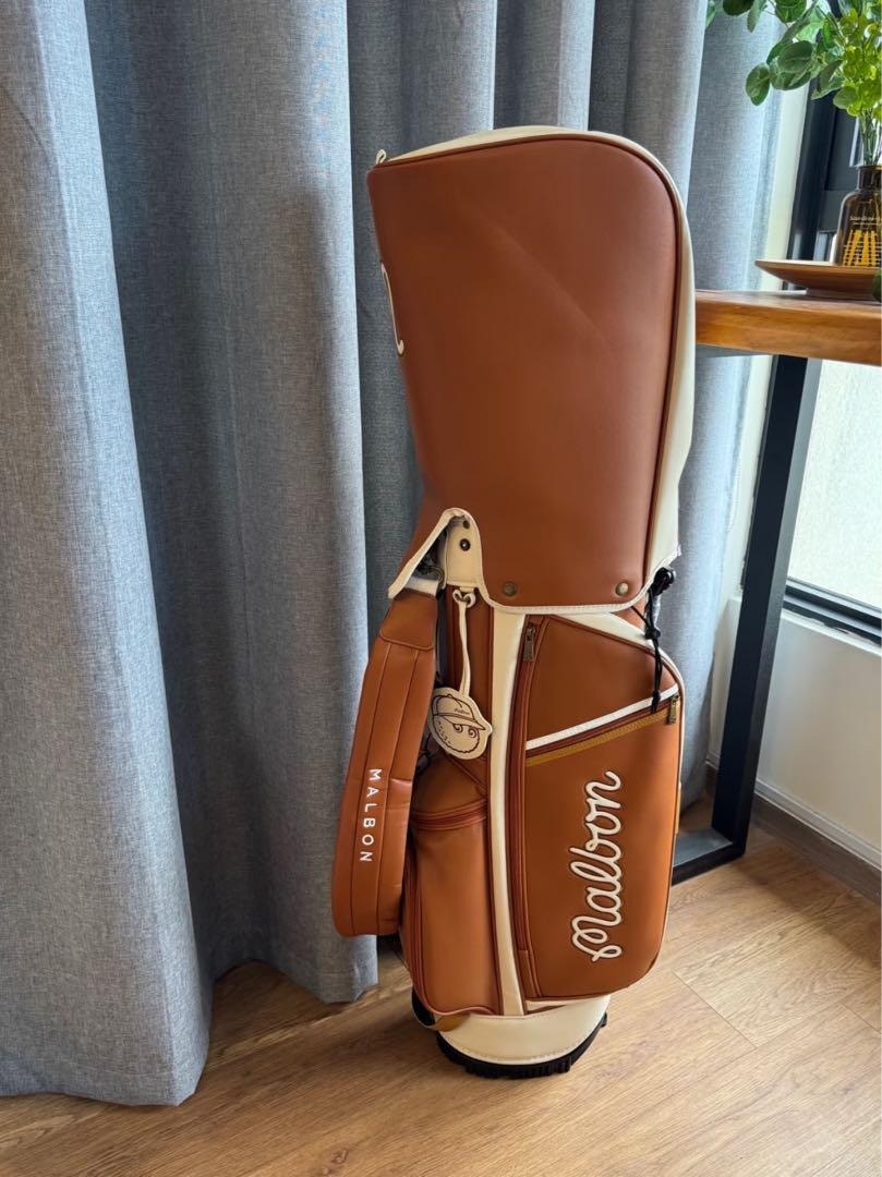 MALBON GOLF Caddy Bag Stand Type Brown Synthetic Leather / 5-way