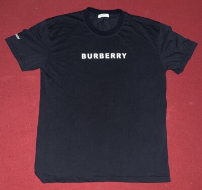 Navy Blue Burberry Raised Logo Cotton Shirt XXL Made In Turkey W