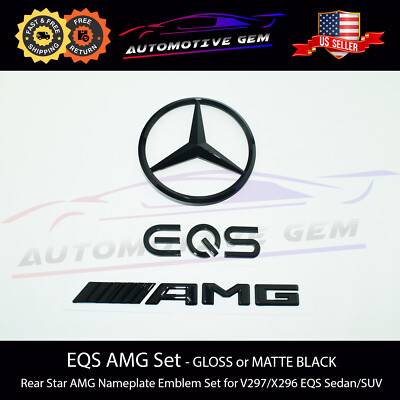 EQS AMG Rear Star Emblem Black Badge Set Electric Mercedes Sedan