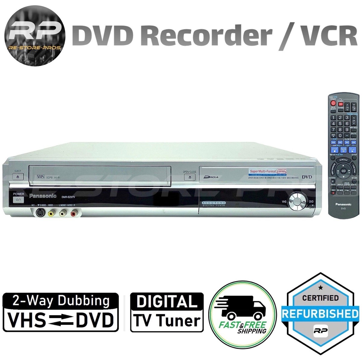 Panasonic DMR-EZ37V DVD VCR Combo Player VHS to DVD Recorder w