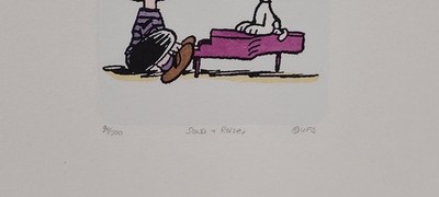 Peanuts Snoopy & Schroeder Etching Sowa & Reiser Art Piano Music