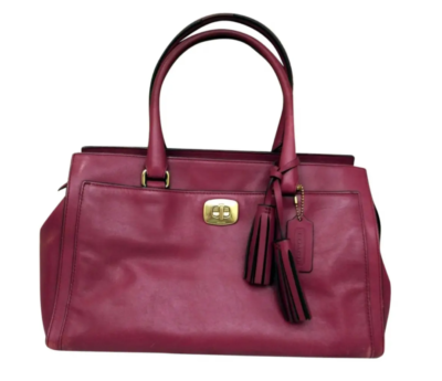 Coach Legacy Chelsea Raspberry Satchel With Tassel & Zip Top
