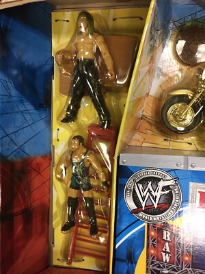 WWF WWE Jakks Raw Chrome Iron Collection Stage of Rage Playset 5