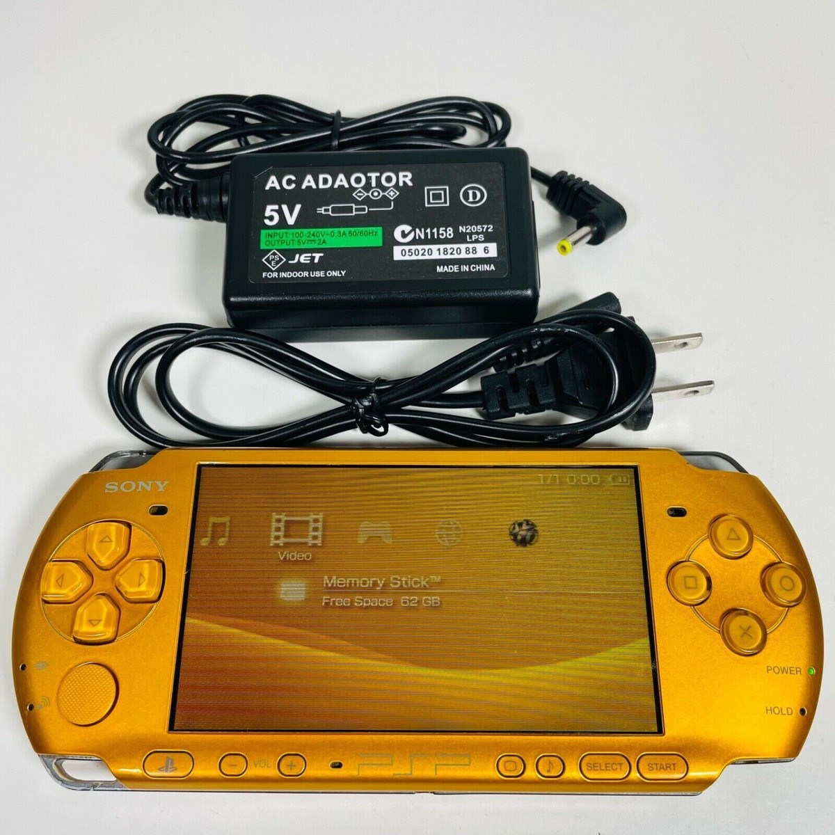 Sony PSP 3000 Bright Yellow Console - GOOD CONDITION + Official