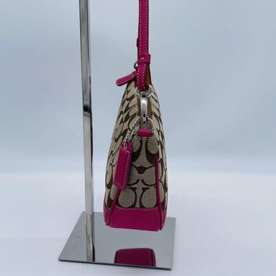 Shoulder Bag COACH Signature Pink Beige Mini Accessory Pouch