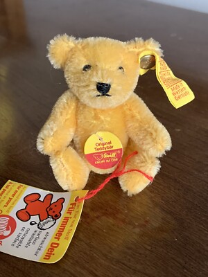 STEIFF Gold TEDDYBEAR BUTTON IN EAR Fully TAGGED 0214/10 4” New | eBay
