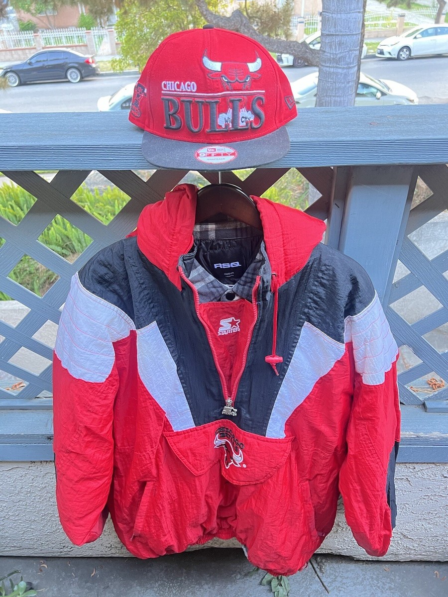 Vintage 90s Starter Chicago Bulls Kangaroo Jacket **Free Hat With