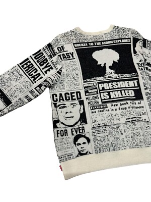 Supreme Newsprint Sweater Size XL (Shrunk) M Jumper Extrafine