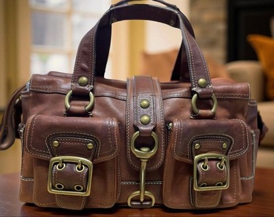 Coach Mandy Legacy 65th Anniversary Flap Satchel Brown Leather