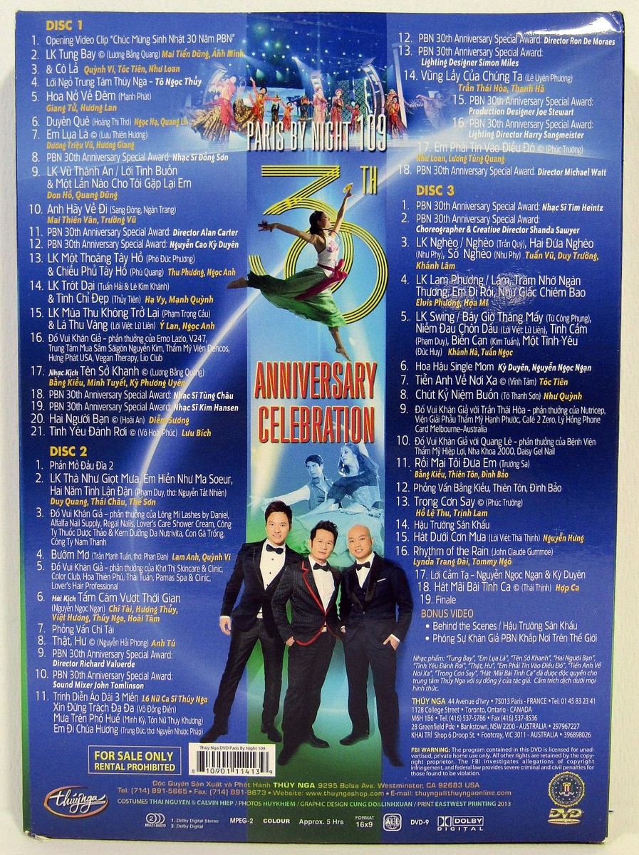 Paris by Night 109 Thuy Nga PBN 109 - 30th ANNIVERSARY CELEBRATION