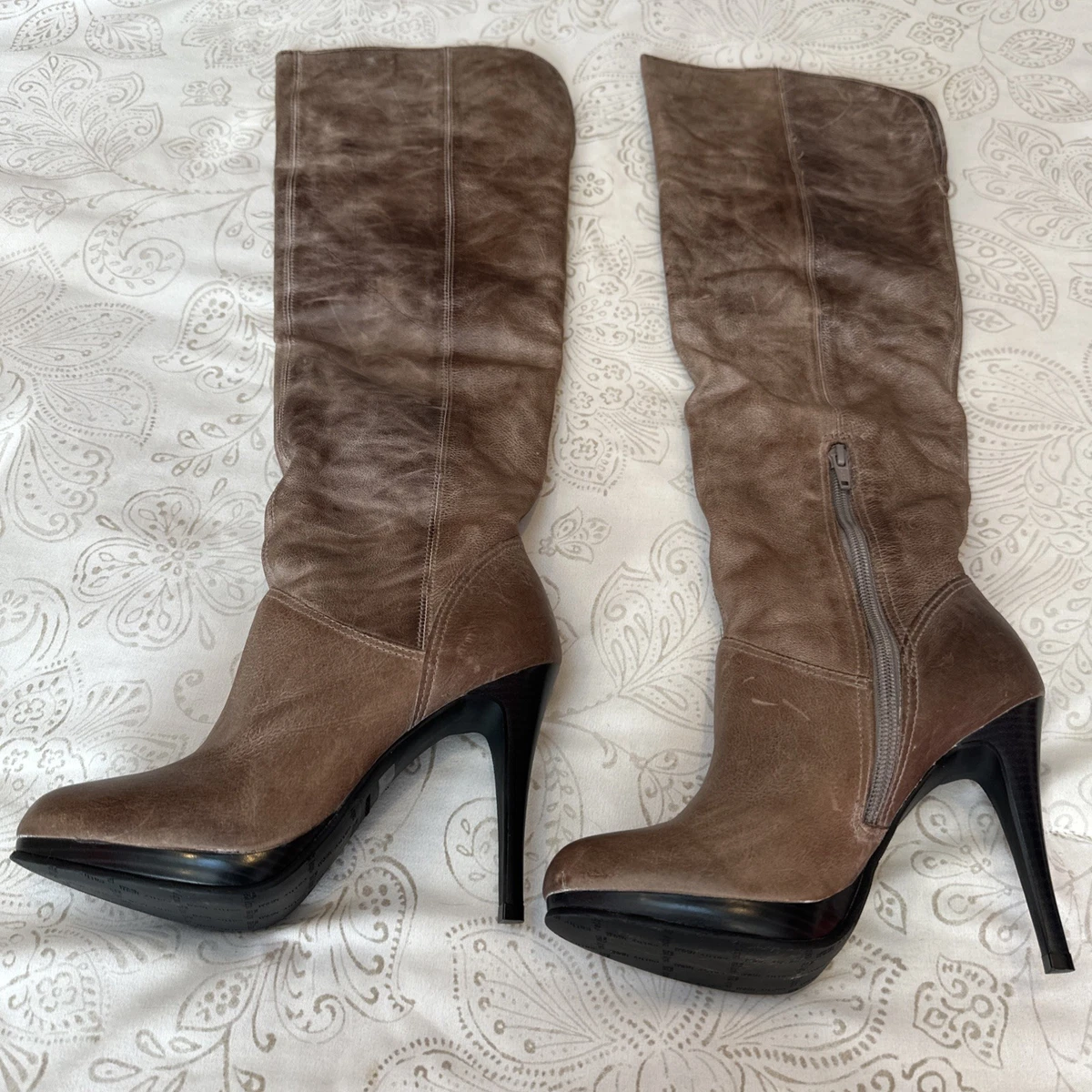 Cathy Jean Leather Upper High (3-3.9 in) Heel Height Boots for