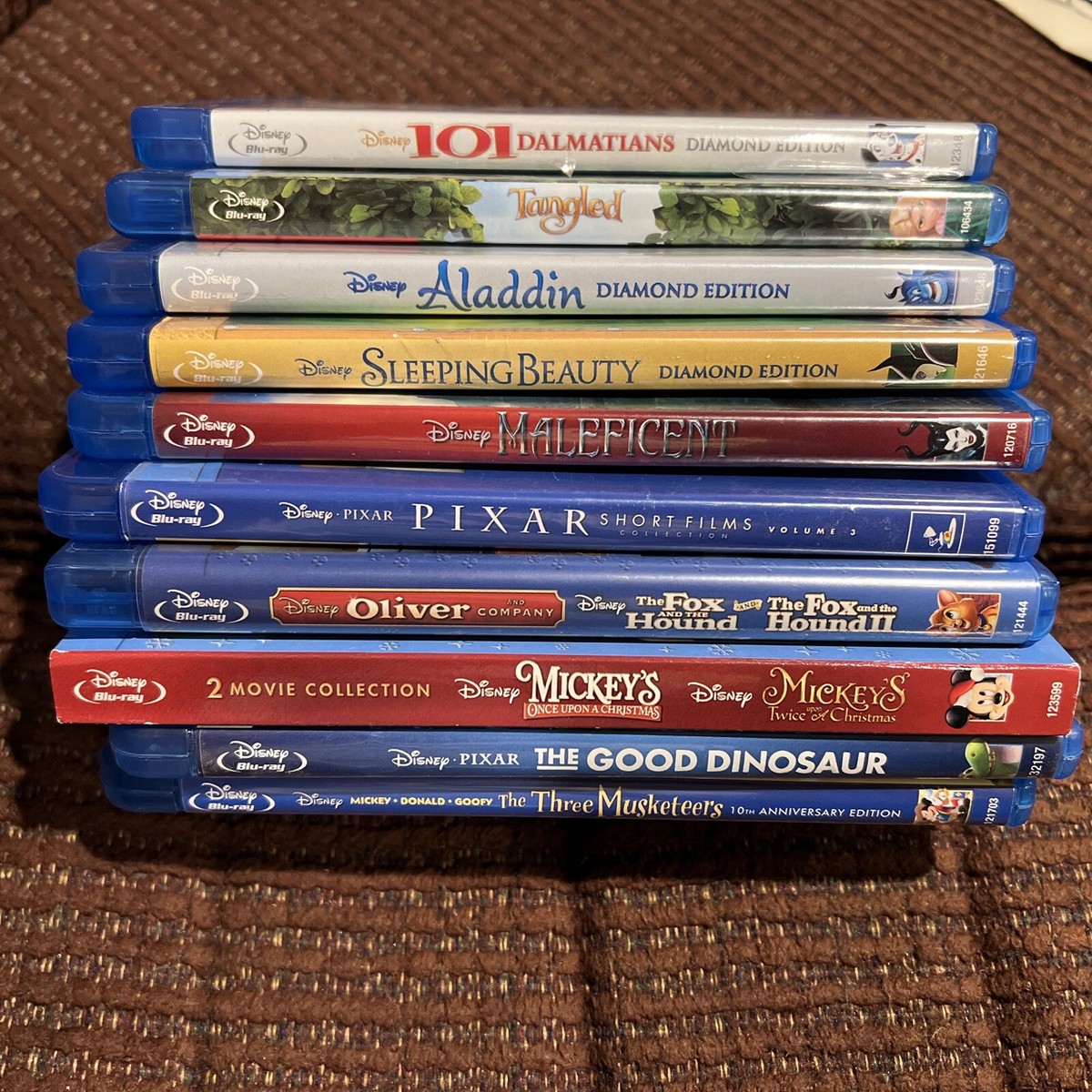 Lot of 10 Disney Blu-ray DVD Discs (Tangled,Aladin,Maleficent,Fox