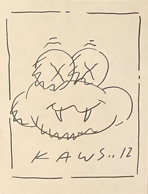 Kaws Drawing on paper (Handmade) signed and stamped Ink. | eBay