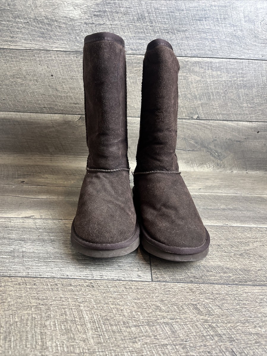 UGG Classic Tall 5815 Chocolate Brown W9 Leather Shearling Womens