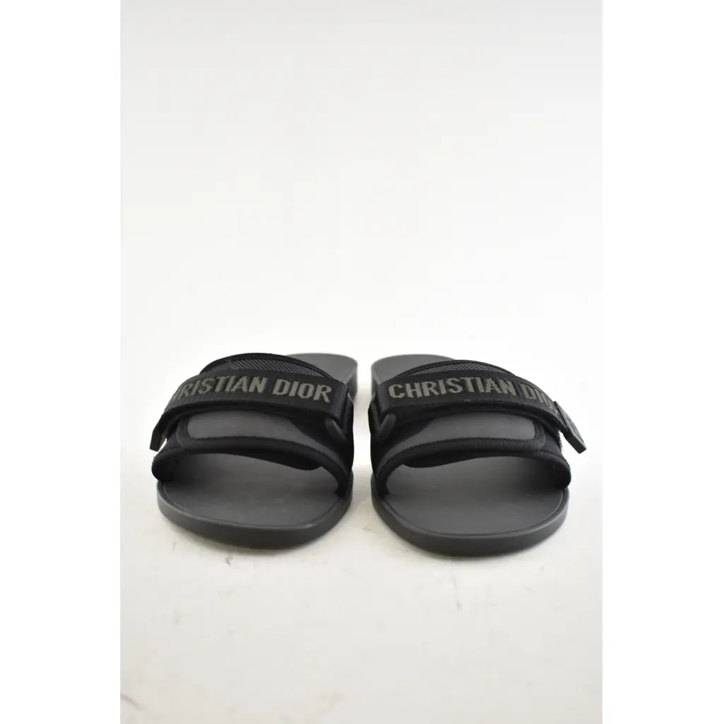 Christian Dior Dio(r)evolution Dway Black Rubber Logo Slide Mule