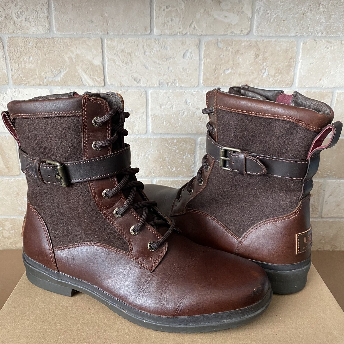 UGG KESEY CHESTNUT BROWN ZIP WATERPROOF SHEARLING LINED BOOT US