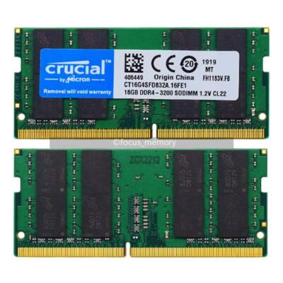 Crucial 32GB (2x16 GB) Ram DDR4 SO-DIMM 3200 MHz PC4-25600 Laptop