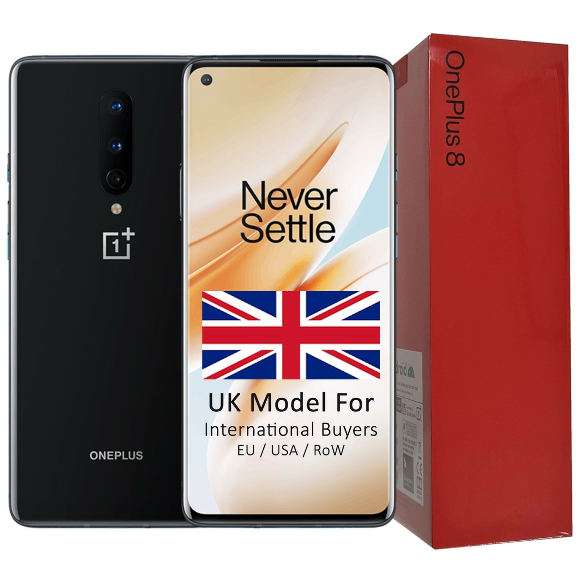BNIB OnePlus 8 (5G) Dual-SIM IN2013 128GB Onyx Black Factory